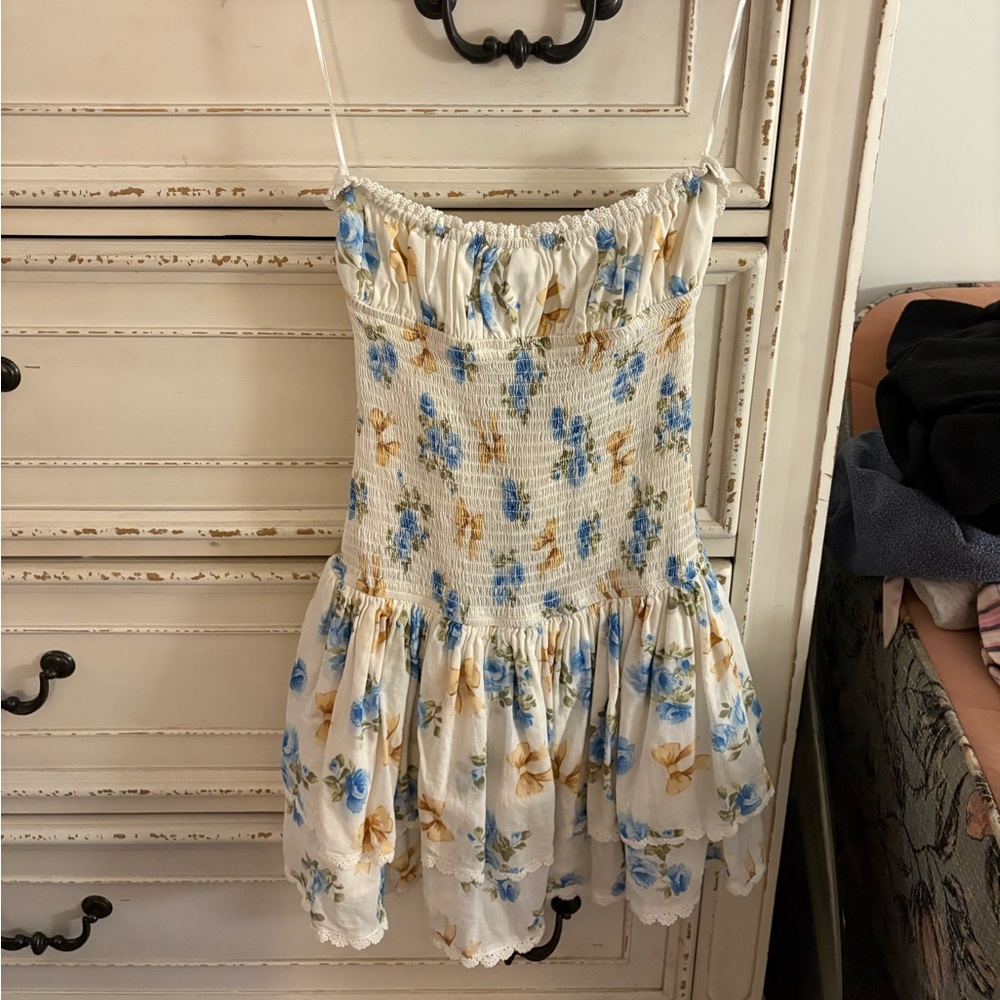 Sky to Moon Strapless Ruffle Dress